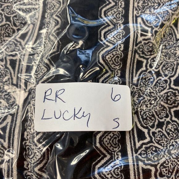 Lucky Brand Tunic Top Womens Small Boho Paisley Button Down Smocked Semi Sheer - Picture 10 of 10